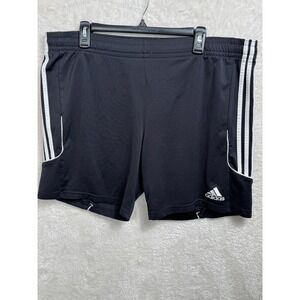 Adidas Mens XL Climalite Athletic Shorts Black White 3 Stripe Soccer Gym